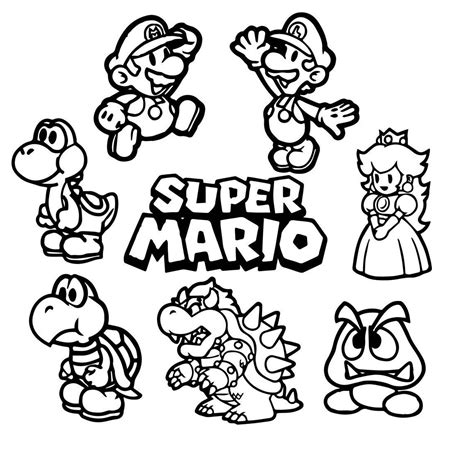 Darmowe materiały do druku dla dzieci i dorosłych Kolorowanka Super Mario Bros bohaterowie do druku