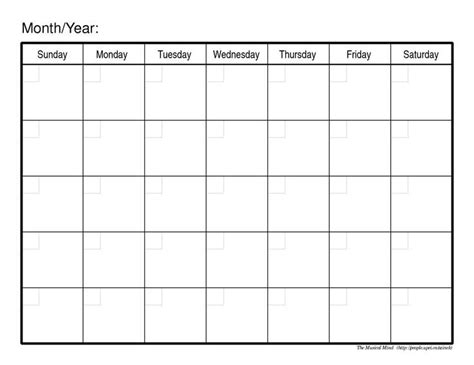 12 Month Printable Calendar Template Template Calendar Design