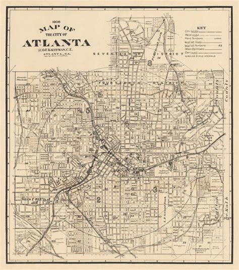 Map Of Atlanta Old Map Restored Archival Fine By Ancientshades