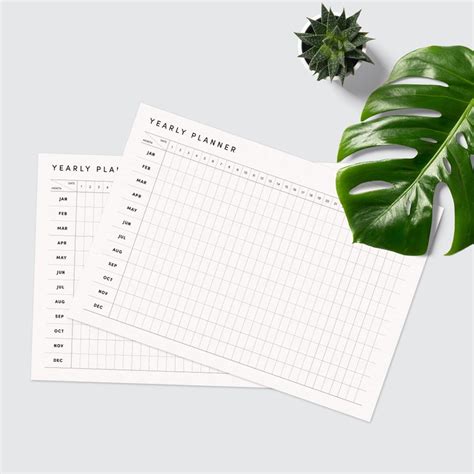 Yearly Planner Printable Printable Yearly Planner Yearly Etsy