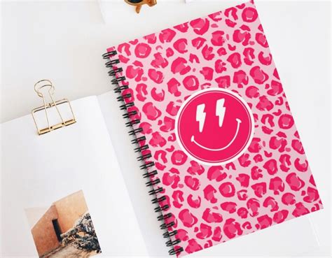 Preppy Notebook Aesthetic Notebook For School Smile Face Etsy