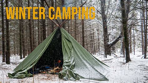 Winter Camping In Diy Canvas Hot Tent Youtube