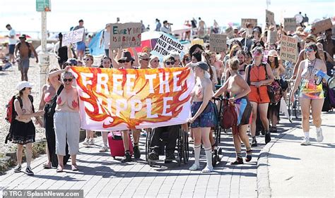 Hundreds Strip Off For Free The Nipple Protest On Brighton Beach To