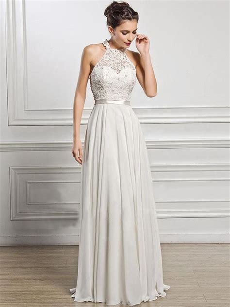 Classical White Lace Sleeveless Maxi Dress Evening Dress Wedding Dresses Boho Wedding Dress