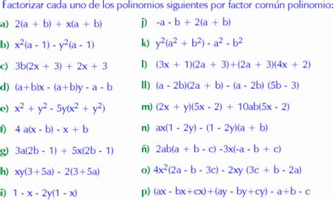 Factor Comun Polinomio Ejemplos Y Ejercicios Resueltos De Factorizacion