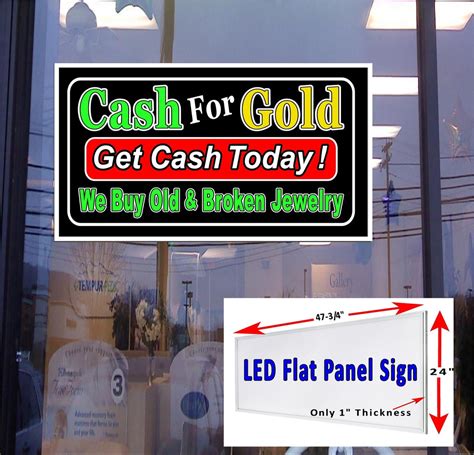 Cash For Gold Led Flat Panel Light Box Window Sign 48x24 Etsy