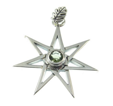 Elvin Fairy Star And Oak Leaf Wiccan Magick Heptagram Pendant With Choice