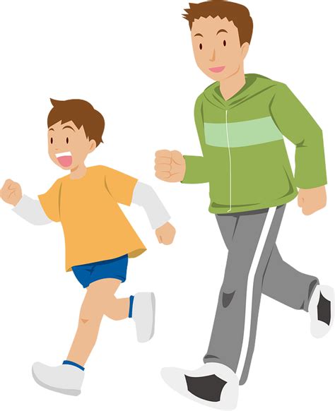 Father And Son Are Jogging Clipart Free Download Transparent Png