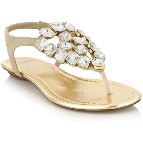 Gold Faceted Gem Flip Flops Liked On Polyvore Gold Flip Flops Faceted Gems Embellished Shoes