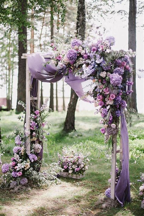 Wedding Ceremony Decorations Spring Lilac Flowers And Cloth Decorate