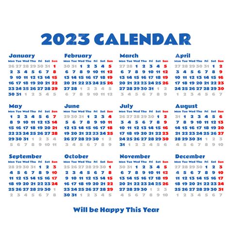Calendario Azul 2023 Diseño Simple Calendario Minimalista Png