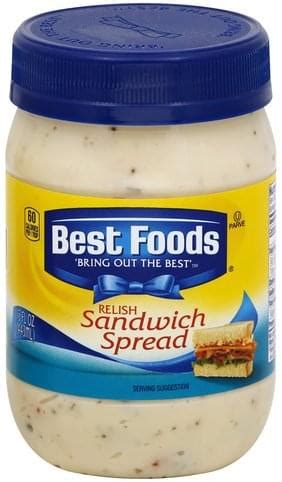 Creamy and makes the most delicious sandwiches. Best Foods Relish Sandwich Spread - 15 oz, Nutrition ...