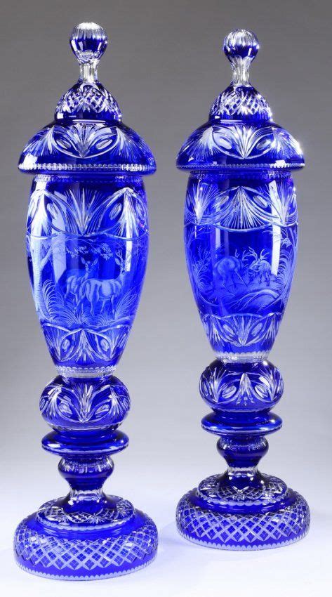 Monumental Bohemian Crystal Vases Bohemian Crystal