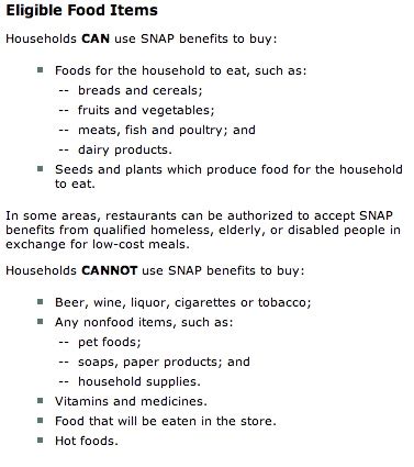 While you have some flexibility regarding the items you can purchase, there is a list of approved foods you must choose from. List of Eligible Food Stamp Items - Food Stamps Now