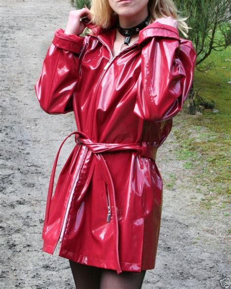 Red Pvc Jacket Jacken Frauen Regenmantel Jacken