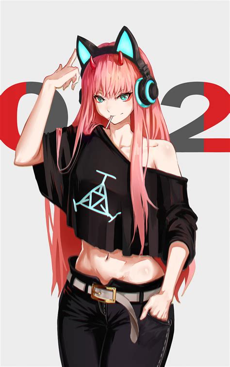 Download Wallpaper 800x1280 Hot Anime Girl Zero Two Urban Outfit