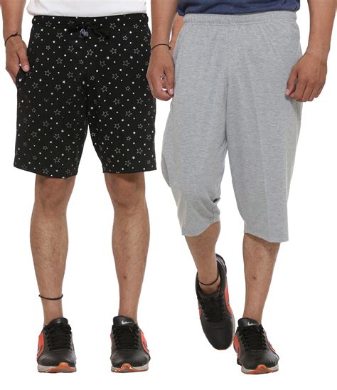 Buy Vimal Jonney Cotton Blended Printed Shorts And Capri For Men Pack