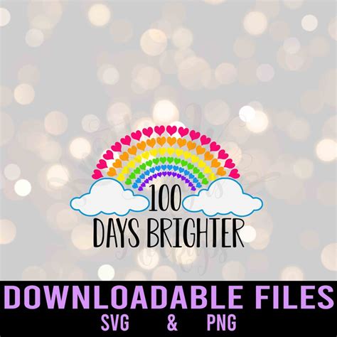 100 days brighter svg 100 days of school svg rainbow svg | Etsy