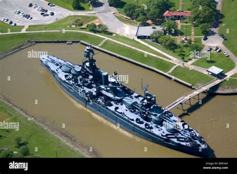 Aerial View Of The Museum Battleship Uss Texas At The San Jacinto