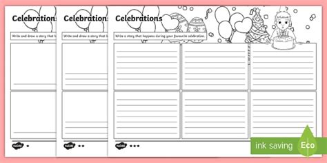 Celebration Story Differentiated Writing Template Twinkl