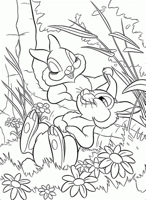 Bambi s flower the skunk flower cute free printable coloring. Bambi And Thumper And Flower - Coloring Home