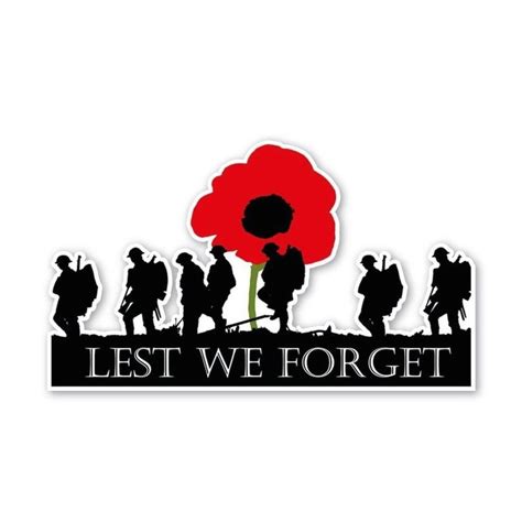 Lest We Forget Remembrance Day Sticker Poppy Flower Decal Car Window