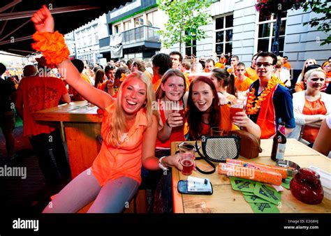 rotterdam netherlands 23rd june 2014 dutch football fans celebrate the winning of dutch team