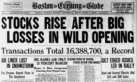 Stock Market Crash Of 1929 Newspaper