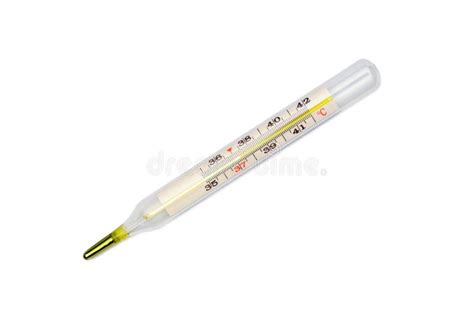 Classic Medical Thermometer With Mercury Shows High Temperature Close