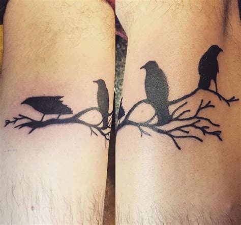Three Crows On Branch Tattoo By Violet Page Crow Tattoo Tattoos
