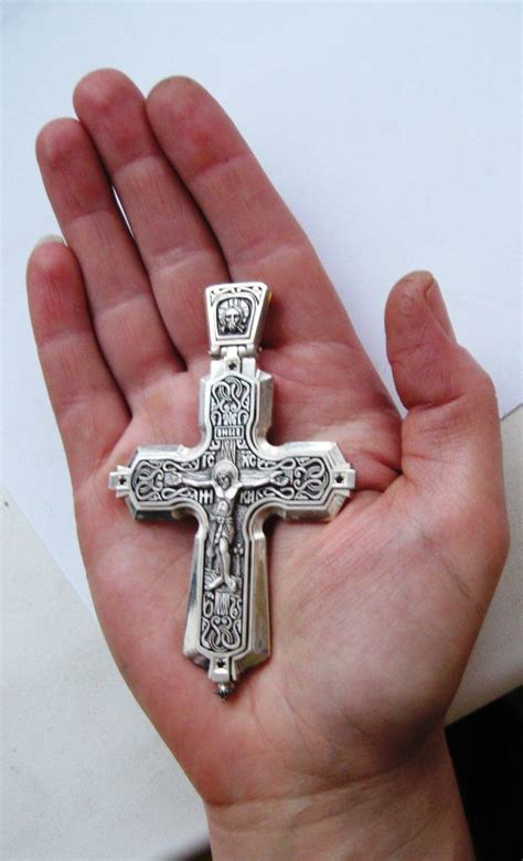 Крест мощевик для священника большой из серебра заказать на Ярмарке