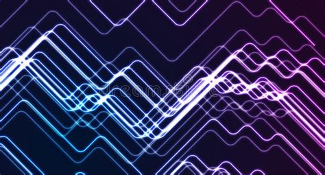 Blue Ultraviolet Neon Geometric Lines Abstract Tech Background Stock