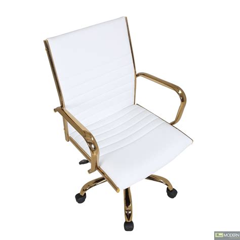 Modern Contempo Caspian White And Gold Office Chair
