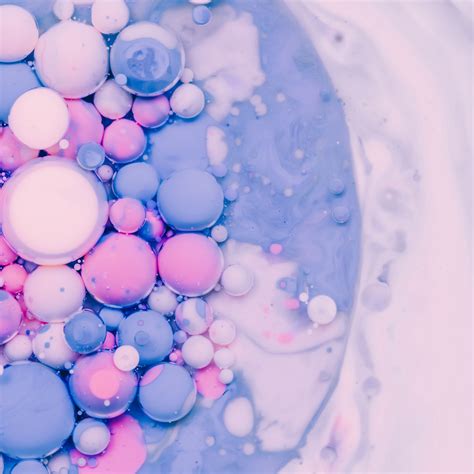 Download Wallpaper 2780x2780 Bubbles Paint Liquid Stains Blue Pink