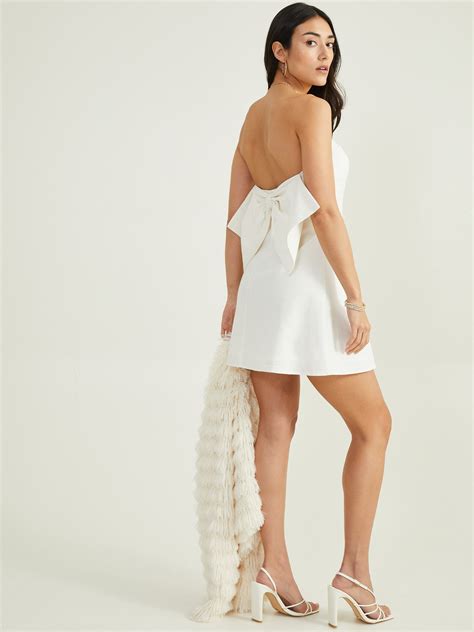 Lilia Strapless Bow Dress In White Altard State