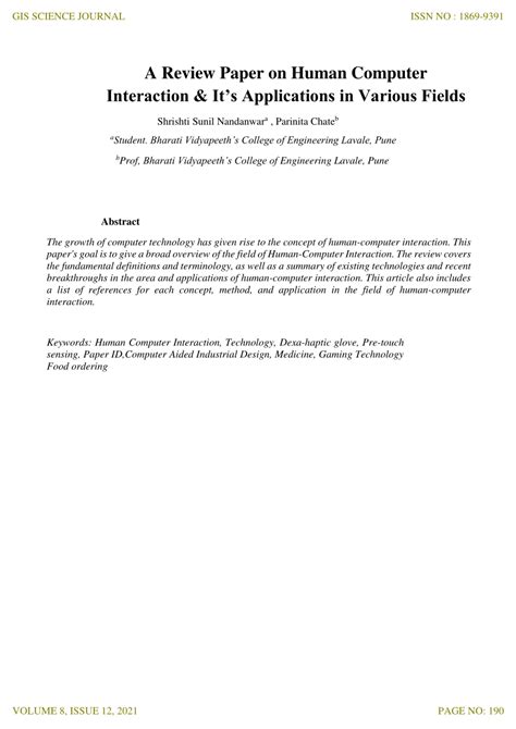 Pdf A Review Paper On Human Computer Interaction And Its Applications