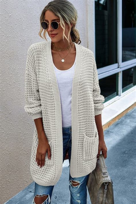 Chunky Knit Cardigan With Cute Side Pocket Design