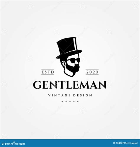 Gentleman Vintage Logo Man With Hat Vector Illustration Design Stock