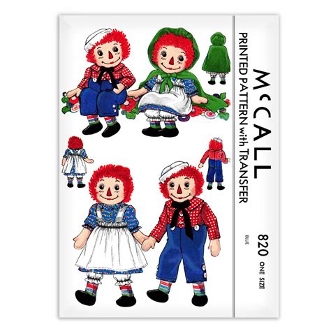 Raggedy Ann And Andy Rag Doll Clothes Sewing Pattern Mccall 820