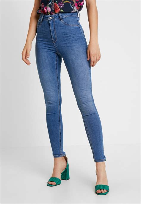 Gina Tricot Highwaist Jeans Skinny Midbluedenim Bleu Zalandofr