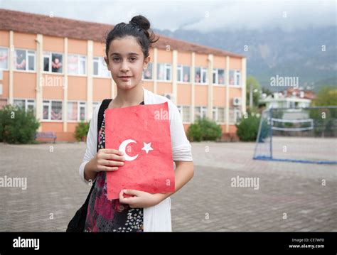 Turkish Schoolgirl Celebrates Turkish Republic Day In Tekirova Town Turkey On 29 October 2010