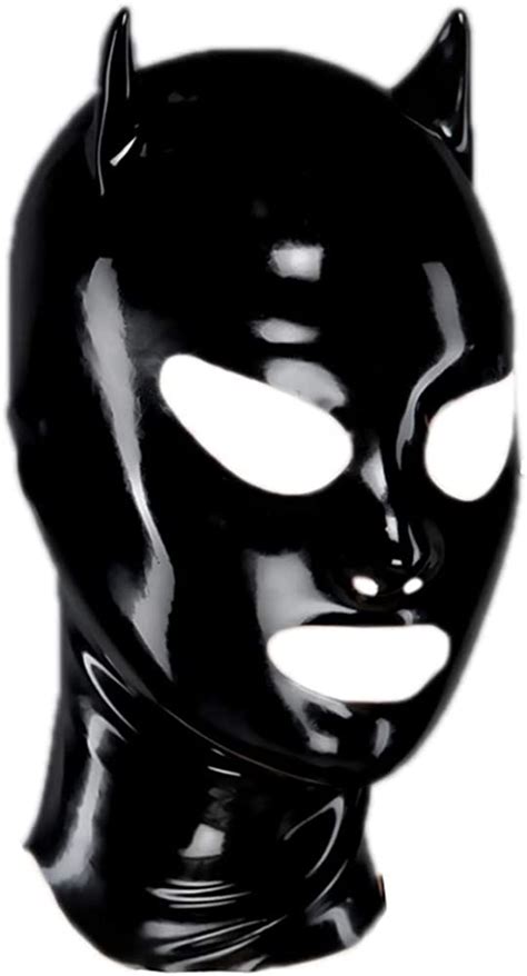 Exlatex Latex Hood Women Mask Devil Mask With Nose Open Mouth With