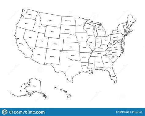 Political Map Of United States Od America Usa Simple Flat Black
