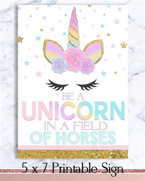 Unicorn Birthday Card With The Words Be A Unicorn In A Field Of Horses