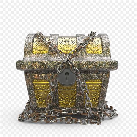 Treasure Chest White Transparent Chained Pirate Treasure Chest