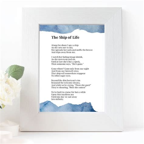 The Ship Of Life Poem Funeral Bereavement T Memorial Etsy