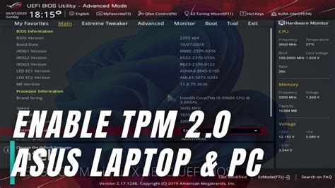 Windows How To Enable Tpm In Bios Asus Motherboard Youtube