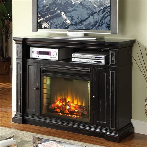 Electric fireplace logs are an excellent choice to add ambiance and warmth to your home without the mess of wood, pellets, or installing a gas line. Shop Legends Furniture 58-in W Rustic Black Wood Fan ...