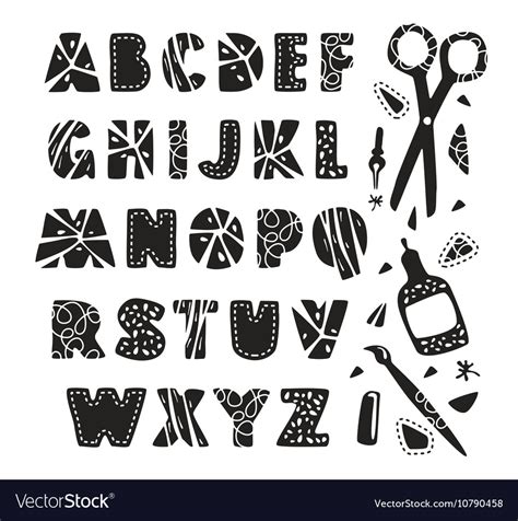 Hand Drawn Creative Alphabet Royalty Free Vector Image