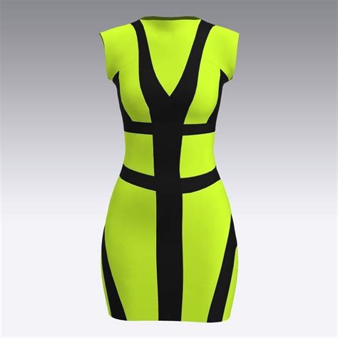 Dress Black And Yellow Look Style Fashion 3d Model Cgtrader
